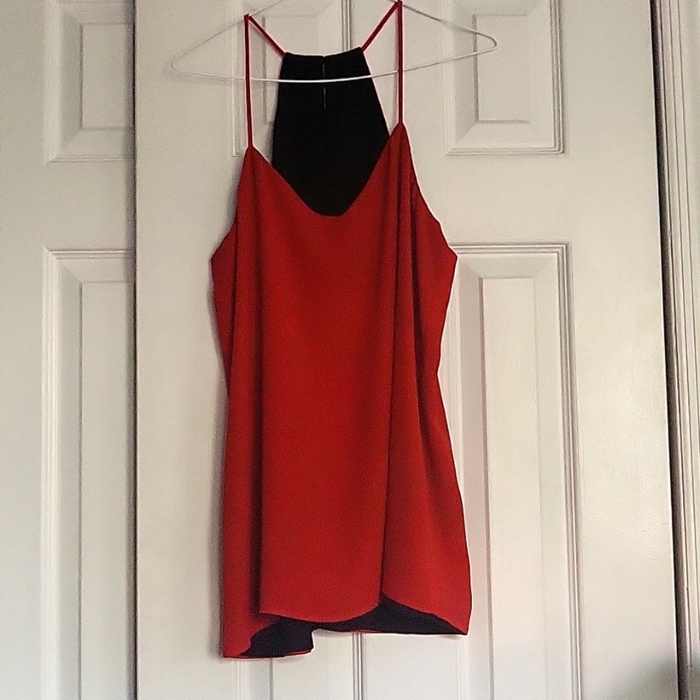 Red And Black Reversible Chiffon Tank From Express, size Medium